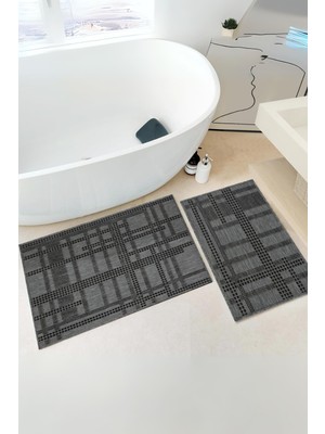 Inter Weaving Patio 2’li Banyo Paspas Takımı Çizgili Yıkanabilir Kaymaz Taban Banyo Klozet Seti Sisal 40 x 60–60 x 90