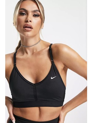 Nike Dri Fit Indy V Neck Light Support Womens Bra Black Kadın Sporcu Sütyeni Siyah