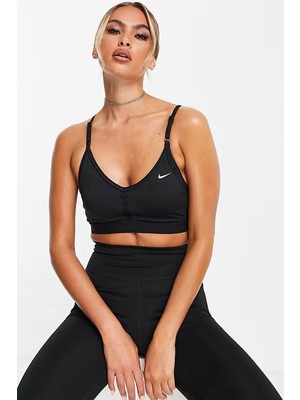 Nike Dri Fit Indy V Neck Light Support Womens Bra Black Kadın Sporcu Sütyeni Siyah