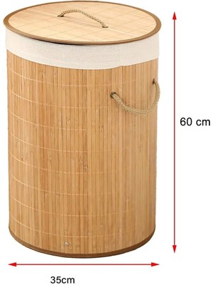 Tekno Trust Bambu Ahşap Kirli/temiz Çamasır Sepeti - Oyuncak Sepeti Düzenleyici - Yuvarlak Sepet