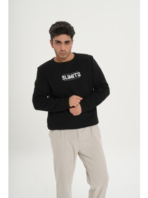 Unisex Pamuklu Içi Polarlı Bisiklet Yaka Sweatshirt