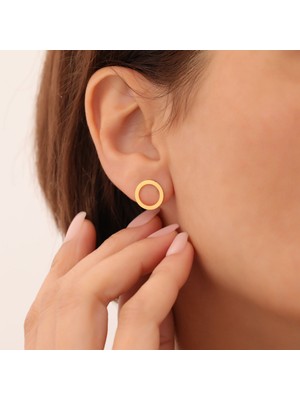 Nox Jewelry 925 Ayar Gümüş Minimal Daire Küpe Çap:9.50 mm- E00252
