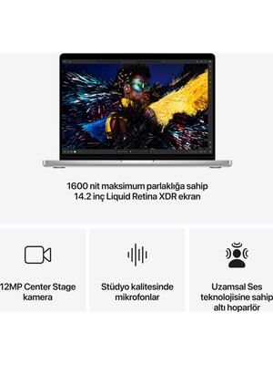 Apple MacBook Pro M4 16GB 1TB SSD macOS 14" Taşınabilir Bilgisayar Gümüş MW2X3TU/A