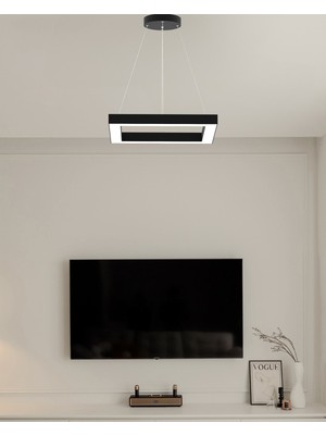 Quattro (Siyah Kasa, Sarı Işık) Ledli Modern Sarkıt Linear LED Avize Salon Mutfak Oturma Odası Yatak Odası Antre Hol LED