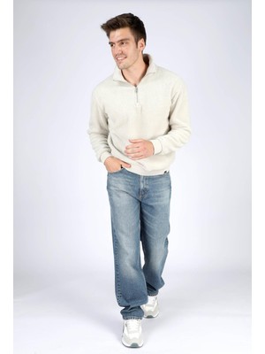 Lee Cooper Baggy Yüksek Bel Bol Kesim Düz Paça %100 Pamuk Mavi Erkek Jean Pantolon