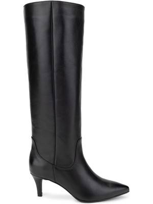 Tamer Tanca Kadın  Deri Siyah Deri Topuklu Çizme 820 2052 Bn Czm SK24-25 Sıyah Dr