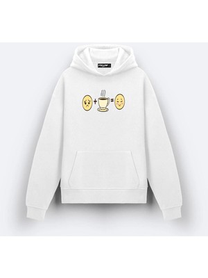 Zoka Wear Kahve Emoji Kahve Severler Tasarım Baskılı Kapşonlu Sweatshirt