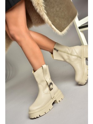 Fox Shoes T267096409 Bej Kalın Tabanlı Kadın Bot
