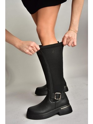 Fox Shoes T996332009 Siyah Dalgıç Kumaş Klasik Çizme
