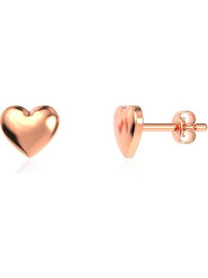 Sade Minik Kalp Rose Gümüş Küpe