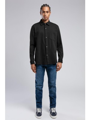 Lee Cooper Bertaus Erkek Örme Uzun Kol Gömlek Siyah