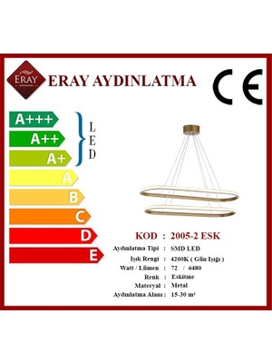 Eray Aydınlatma 2005-2 Eskitme Elips LED  Avize