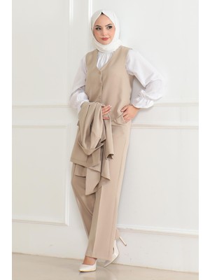 Moda Mihram Yelekli Üçlü Takım Siyah 19222