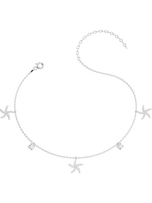 Minik Deniz Yıldızı Beyaz Gümüş Halhal