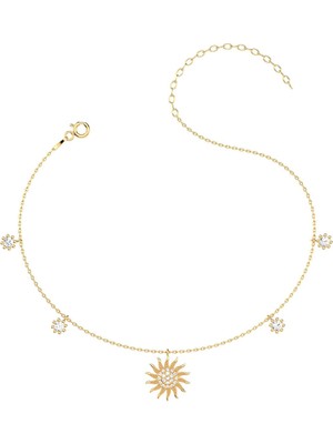 Zarif Güneş Altın Kaplama Gümüş Halhal