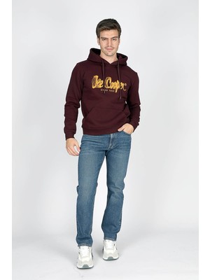 Lee Cooper Gregory Erkek Kapüşonlu Sweatshirt Mürdüm