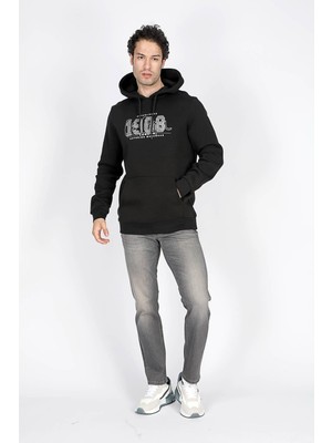 Lee Cooper Washington Erkek Kapüşonlu Sweatshirt Siyah