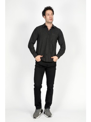 Lee Cooper Harold Erkek Dokuma Uzun Kol Gömlek Antrasit