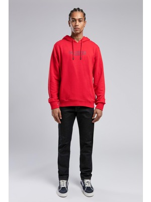 Lee Cooper Faust Erkek Kapüşonlu Sweatshirt Kirmizi