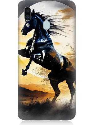 Samsung Galaxy A20 Uyumlu Şaha Kalkmış At  Desenli Silikon Kılıf