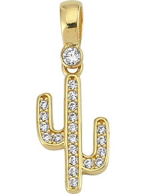 goldkupe 14 Ayar Kaktüs Altın Kolye Ucu 0,90 gr