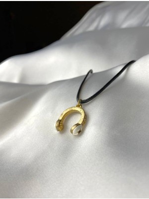 Siyah Ipli Kulaklık - Gold Kaplama Müzik Kolyesi