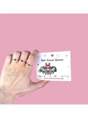 Herşey Nota Powerpopgirls 3'lü Best Friends Yüzük Seti
