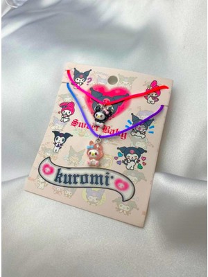 Kuromi & Melody Renkli Ipli Bff Kolye Seti