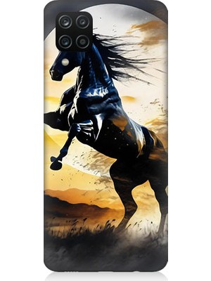 Samsung Galaxy A12 Uyumlu Şaha Kalkmış At  Desenli Silikon Kılıf
