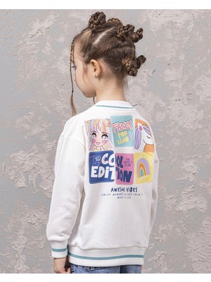 Kız Çocuk Sırtı Fancy Fan Club Baskılı Kolej Ceket