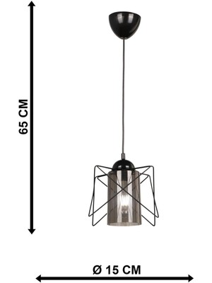 Nefiz Home 3 Adet Lüx Siyah Metal Füme Mika Camlı