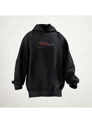 Wolf Tasarımlı Unisex Hoodie