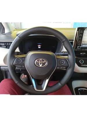 Hasbay Dikişli Direksiyon Kılıfı Noktalı/karbon Deri Siyah Dikişli Toyota Corolla Için