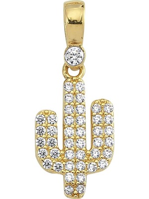 goldkupe 14 Ayar Kaktüs Altın Kolye Ucu 0,93 gr