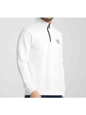 Lacoste Basıc Ekru Yarım Fermuar Dik Yaka Regular Fit