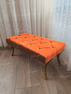 AldaGelsin Gold Ayak Puf Ayak Ucu Kapitoneli Kapı Önü Antre Bench Puf