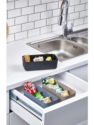 Online Kapında Lüks 3 Bölmeli Istiflenebilir Çok Amaçlı Saklama Kutusu - Düzenleyici