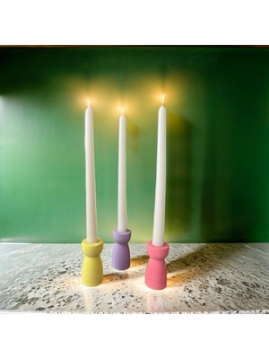 T&P Candle Dekoratif Renkli Beton Şamdan 3'li Set ( Mumlar Dahil Değildir)