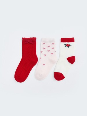 LC Waikiki Baby Desenli Kız Bebek Soket Çorap 3'lü