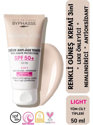 Anti-Aging Renkli Sıvı Güneş Kremi Light Renk- Yeni Nesil Güneş Filtreli Hibrit Formül 50ML