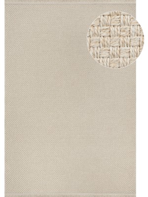 Colore Home Dokuma Kaymaz Taban Dekoratif Krem Jüt Halı Jüt Kilim Yıkanabilir Krem Örme Kilim