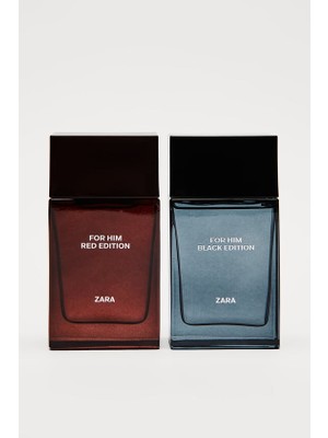 ZARA FOR HIM BLACK EDITION EDT + FOR HIM RED EDITION EDP 100 ML 2 x (3,38 FL. OZ). ERKEK PARFÜM SETİ