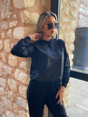 İnci Trend Kadın Uzun Kollu Kapüşonlu Oversize Sweat ve Pantolon Ikili Takım