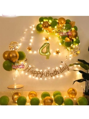 Bkmc Party LED Işıklı Gold Küfyeşili Balon Kemer Kiti Doğum Günü Parti Seti Süsü