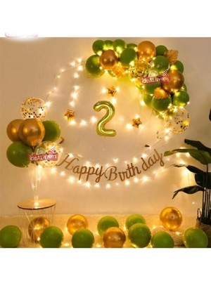 Bkmc Party LED Işıklı Gold Küfyeşili Balon Kemer Kiti Doğum Günü Parti Seti Süsü