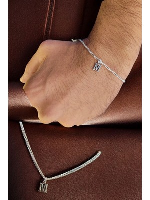 Moda Gümüş Evi 925 Ayar Gümüş 2 mm Gurmet Harfli Bileklik