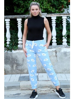 Kadın Welsoft Polar Tek Alt Pijama 210059 Mavi