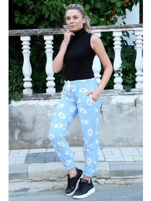 Kadın Welsoft Polar Tek Alt Pijama 210059 Mavi