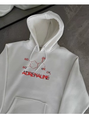 Tarz Yeri Kışlık Uzun Kol Kapşonlu Sweatshirt - Beyaz