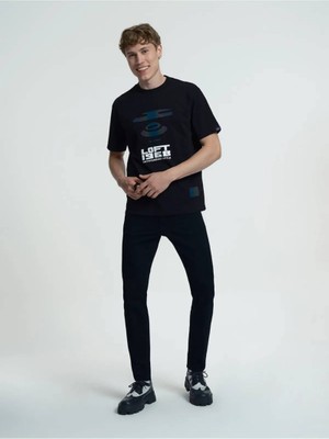 Loft Erkek Slim Fit Dar Paça Pantolon 30 - 30 Beden Siyah Renkli Desenli Jean